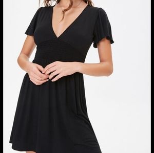 Forever 21 Black Smocked Waist Skater Dress